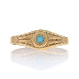 Ostby & Barton Simulated Turquoise Art Deco Baby Ring Yellow Gold 10k Midi Child